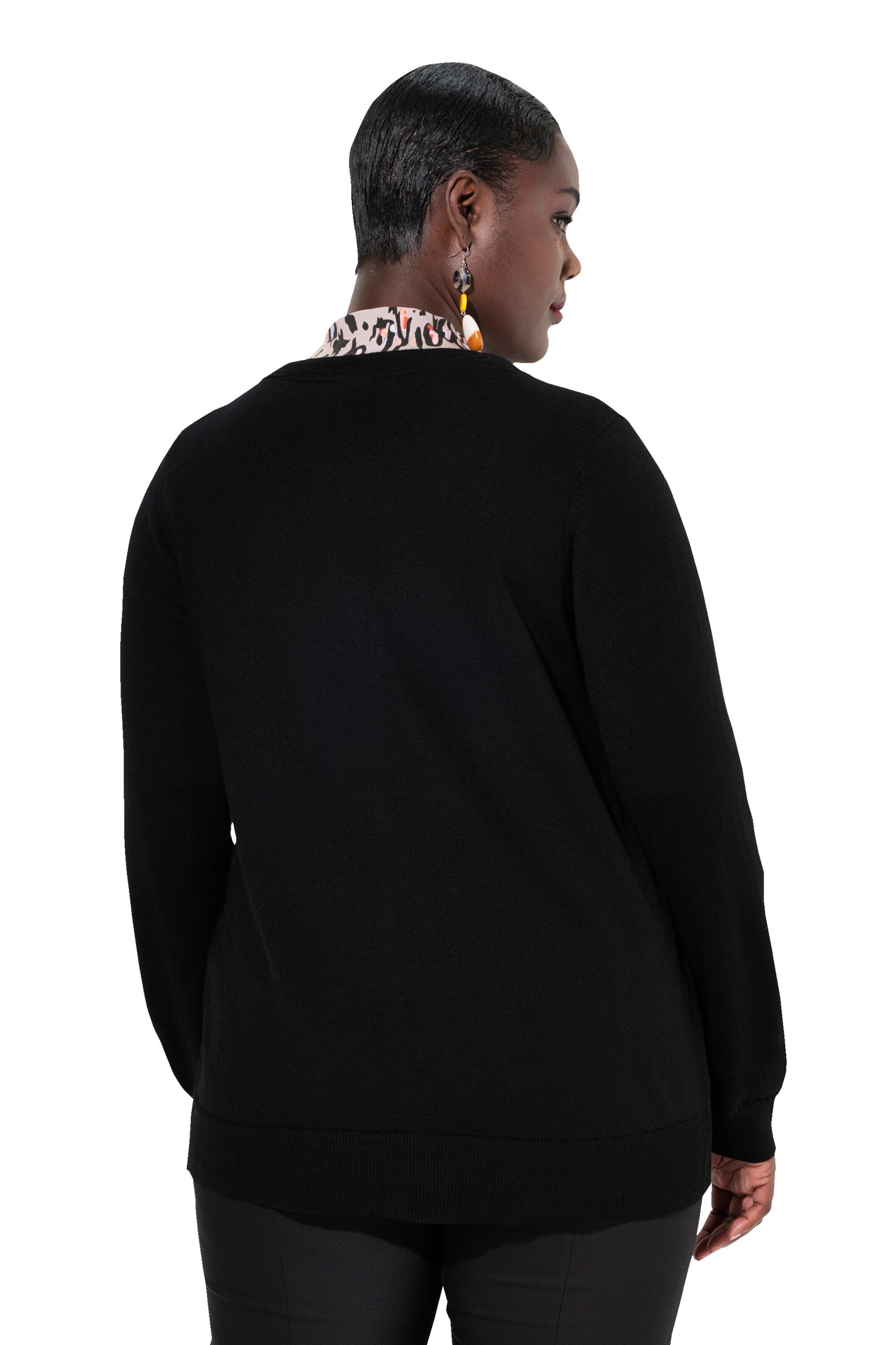 Ulla Popken Gebreid vest in Zwart