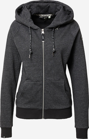 Ragwear Zip-Up Hoodie 'ROSEMERIE' in Black: front