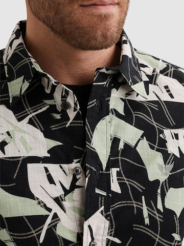 PME Legend Regular fit Skjorta 'Shirt with short sleeves in slub cotton' i blå