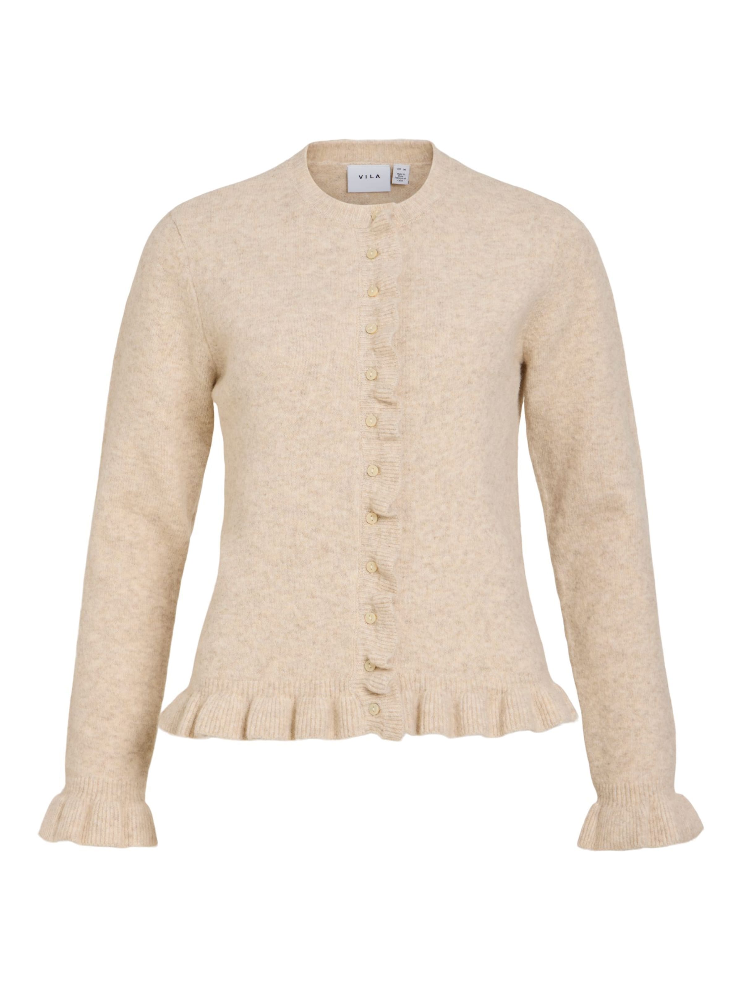 VILA Gebreid vest 'VIJacia' in Beige: voorkant