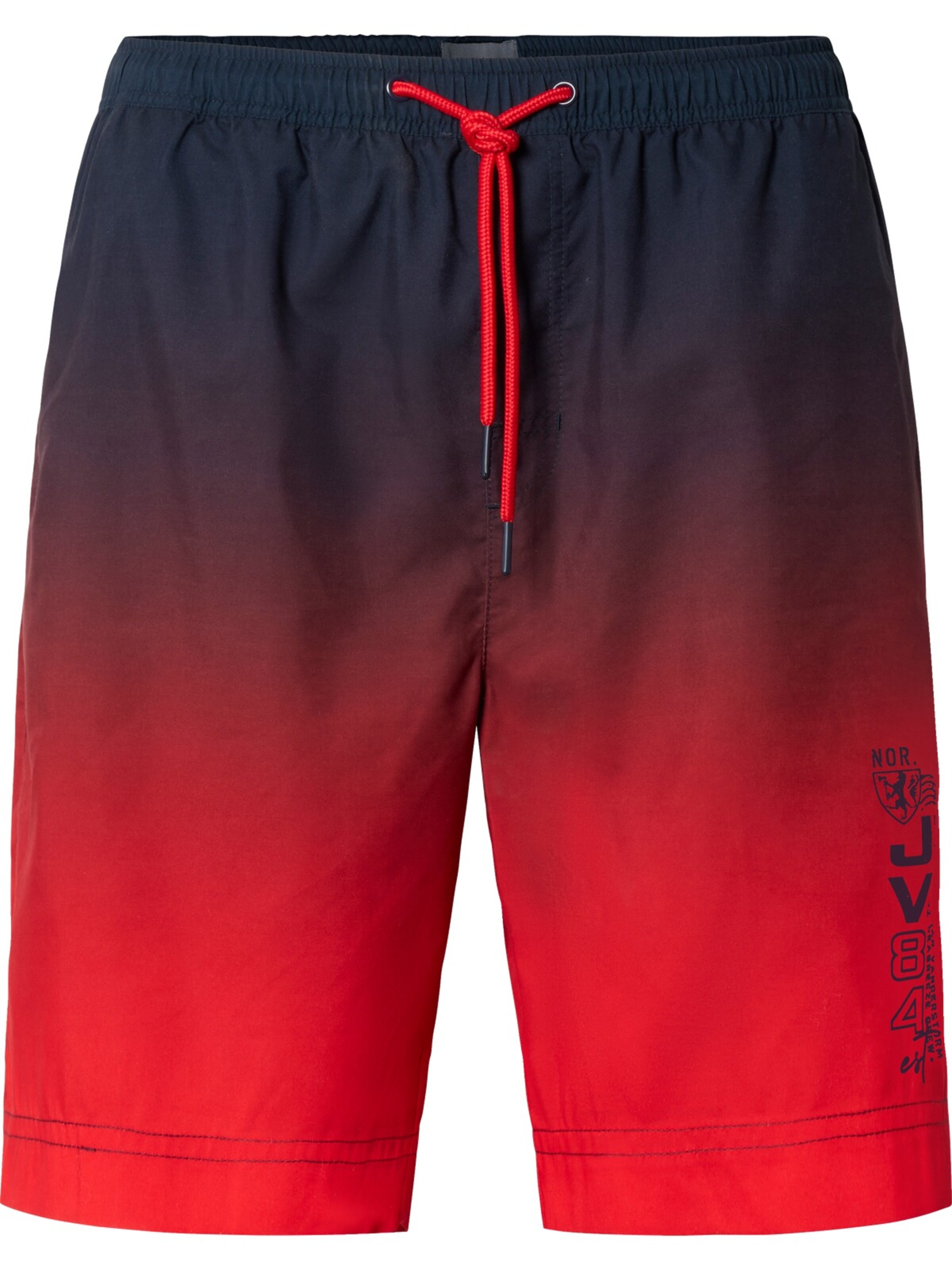 Jan Vanderstorm Board Shorts ' Werenfried ' in Red: front