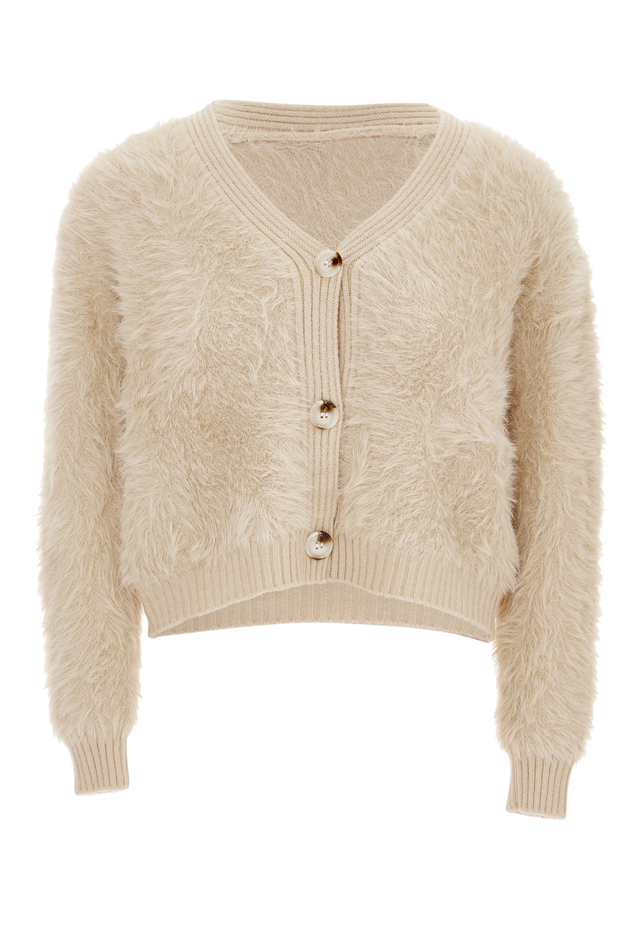 bēšs swirly Adīta jaka: no priekšpuses