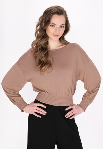 Camicia da donna di DreiMaster Maritim in beige: frontale