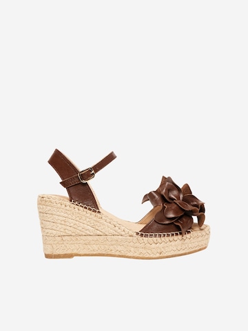 Alhamas - Sandalias con hebilla 'Alpargata Cuña 8 cm' en marrón: frente