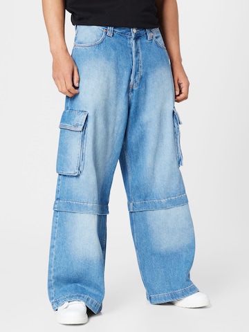 Wide Leg Jeans cargo 'Pasadena' WEEKDAY en bleu : devant