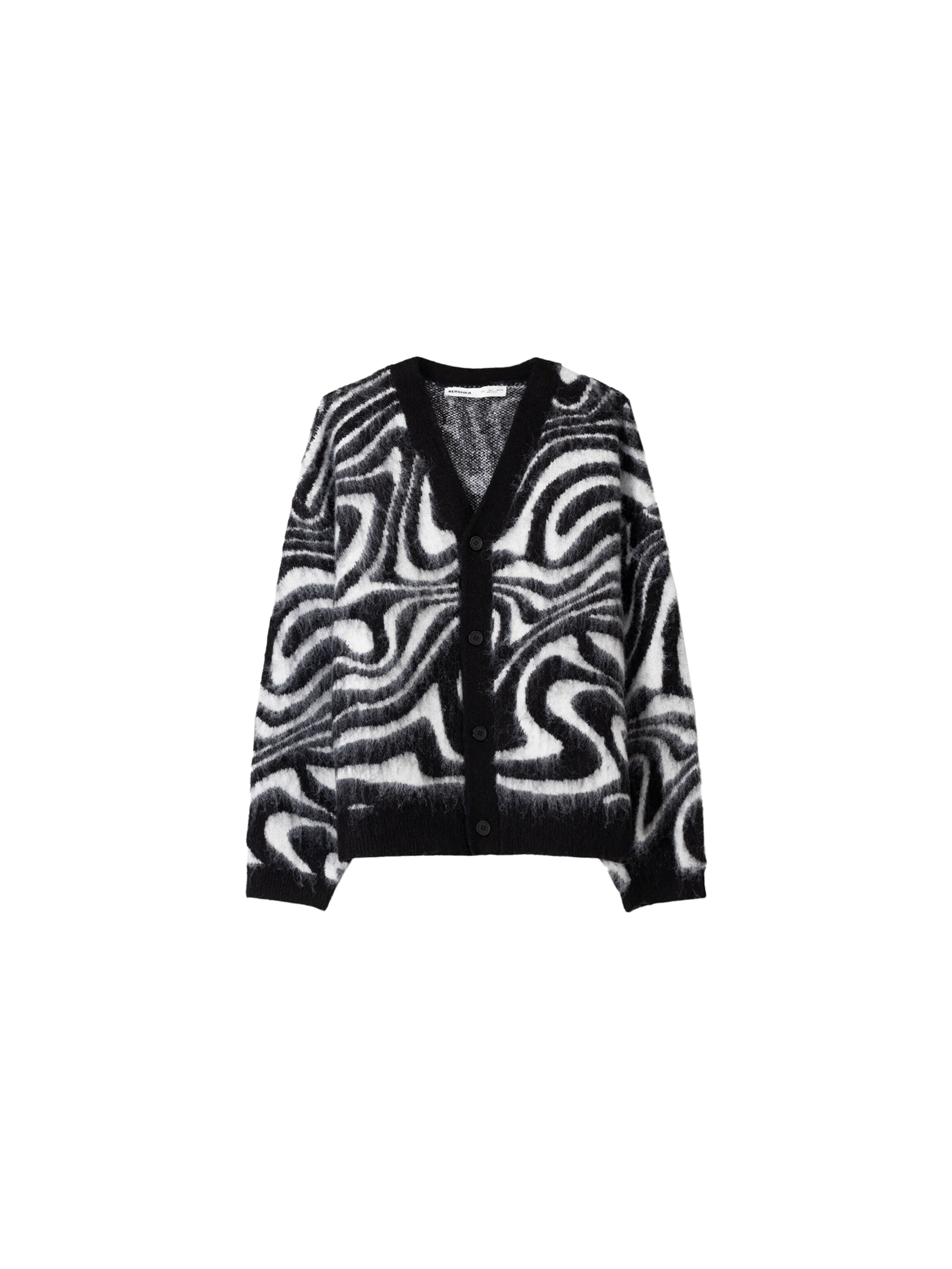 Bershka Pletena jopa | črna barva: sprednja stran