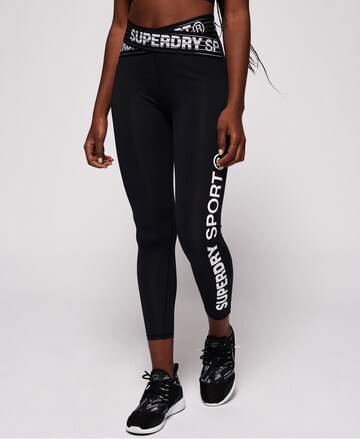 Skinny Pantalon de sport 'Core' Superdry en noir : devant