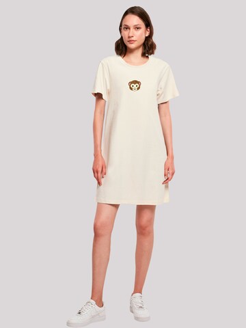 Chemise de nuit 'Smiling monkey furry face' emoji couture en beige