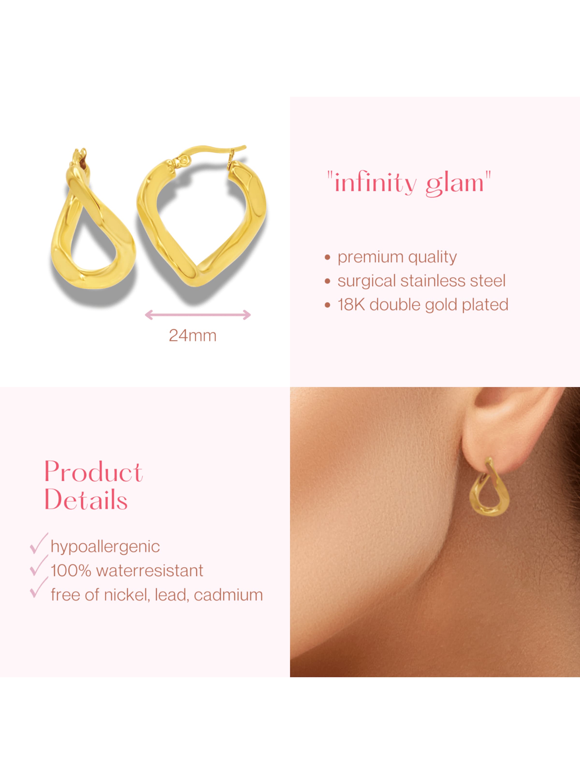 ARS-ARGENTI Ohrringe 'INFINITY'‌‌‌‌‌‌‌‌‌‌ in Gold