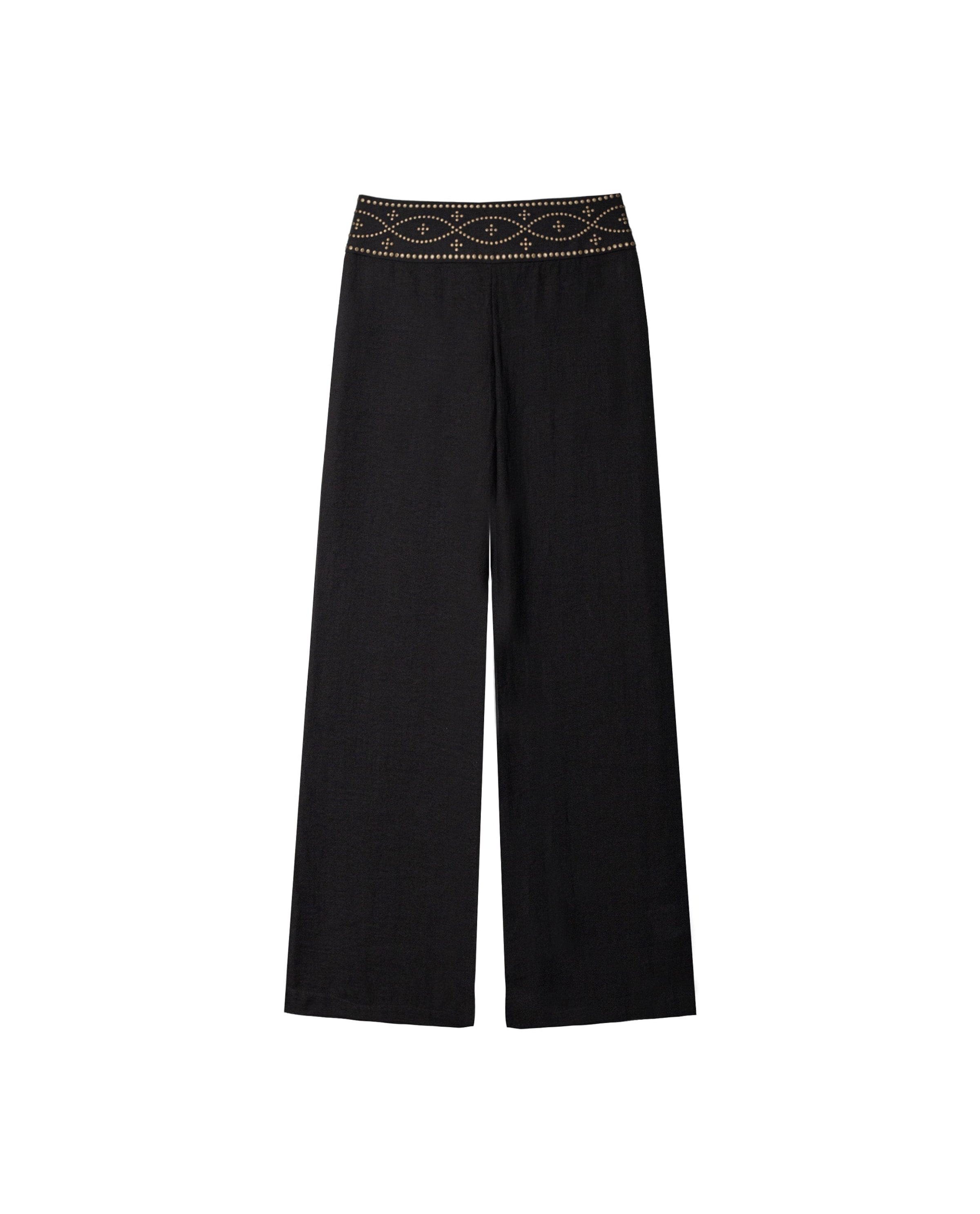 THE-ARE - Pierna ancha Pantalón en negro: frente