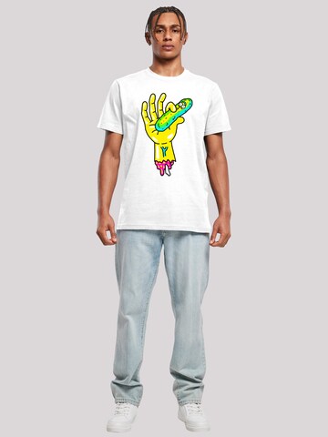 F4NT4STIC Shirt 'Rick and Morty Pickle Hand' in Wit