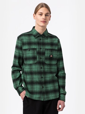 DICKIES Regular fit Button Up Shirt 'Evansville' in Green: front