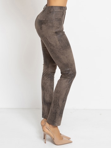 JIORO Skinny Broek in Bruin