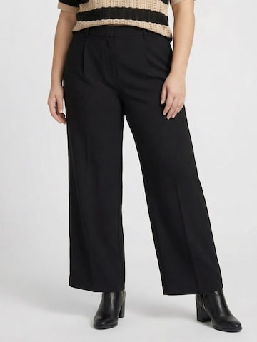 Guido Maria Kretschmer Curvy Широкий Брюки со складками 'Mara' в Черный: спереди