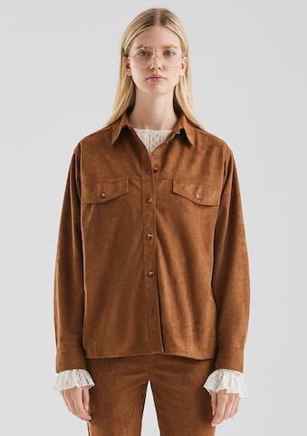 QS Blouse in Brown: front