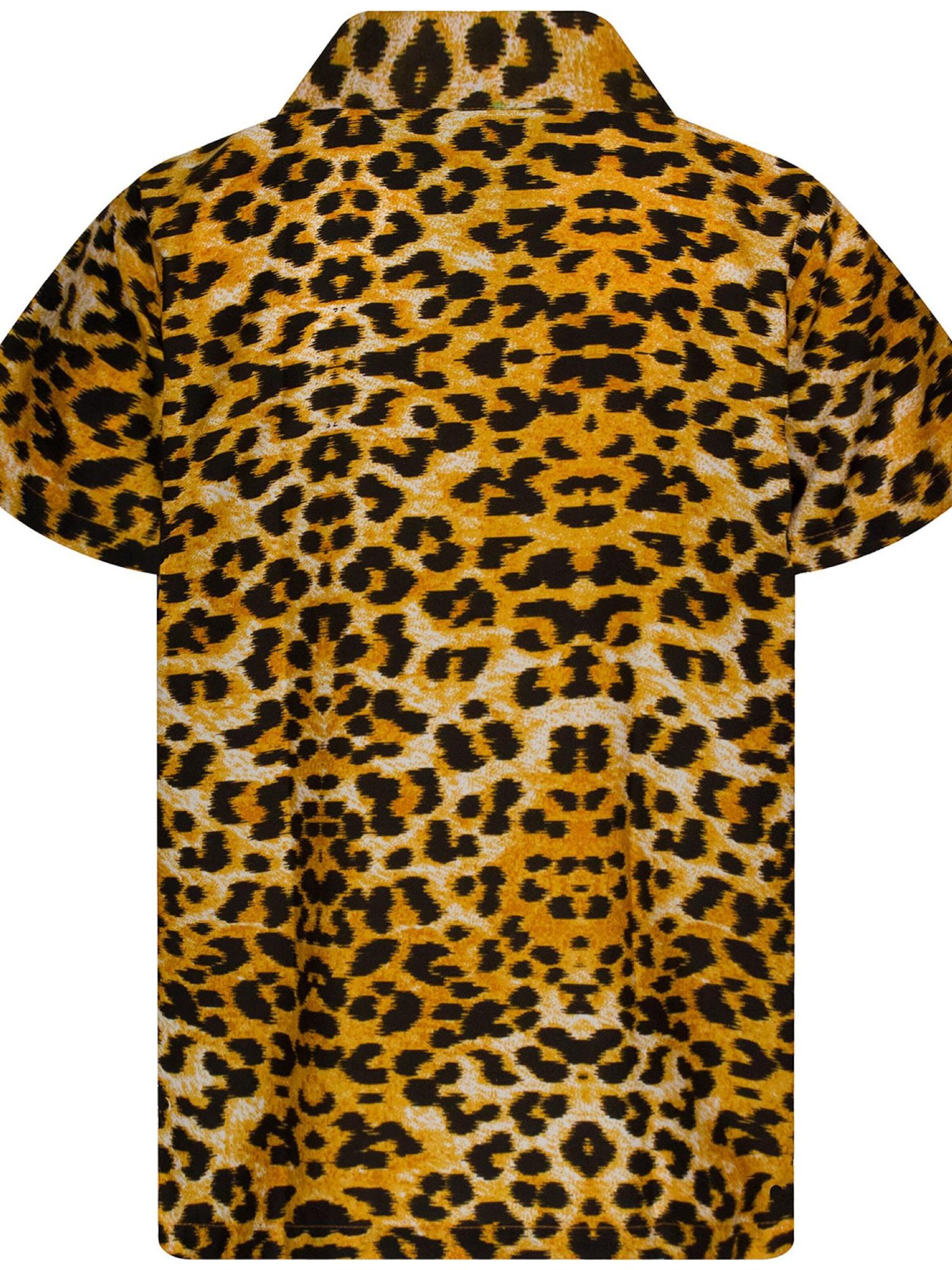 King Kameha Regular fit Button Up Shirt 'Leopard' in Beige