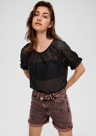 QS Blouse in Zwart: voorkant