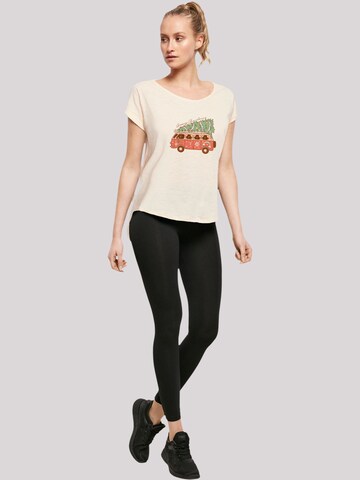 F4NT4STIC Shirt 'Groovy Christmas Camper Van' in Beige