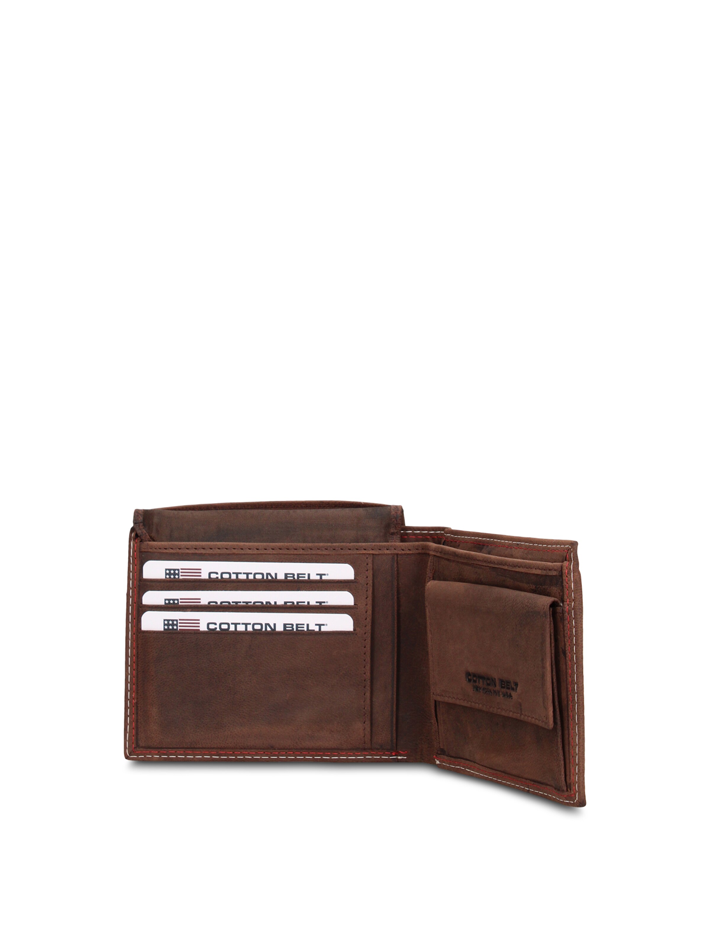 Portamonete 'Portafoglio Uomo Vera Pelle con Cuciture Rosse - Slim Design 12,5x9,5 cm' di cotton belt in marrone