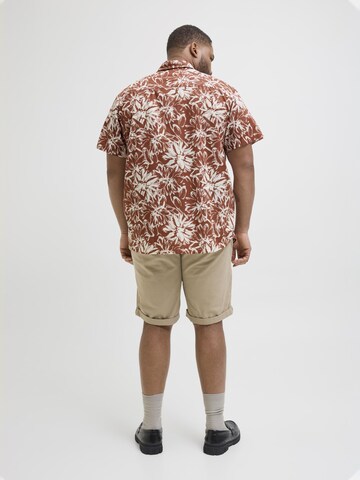 Jack & Jones Plus Comfort fit Button Up Shirt in Brown