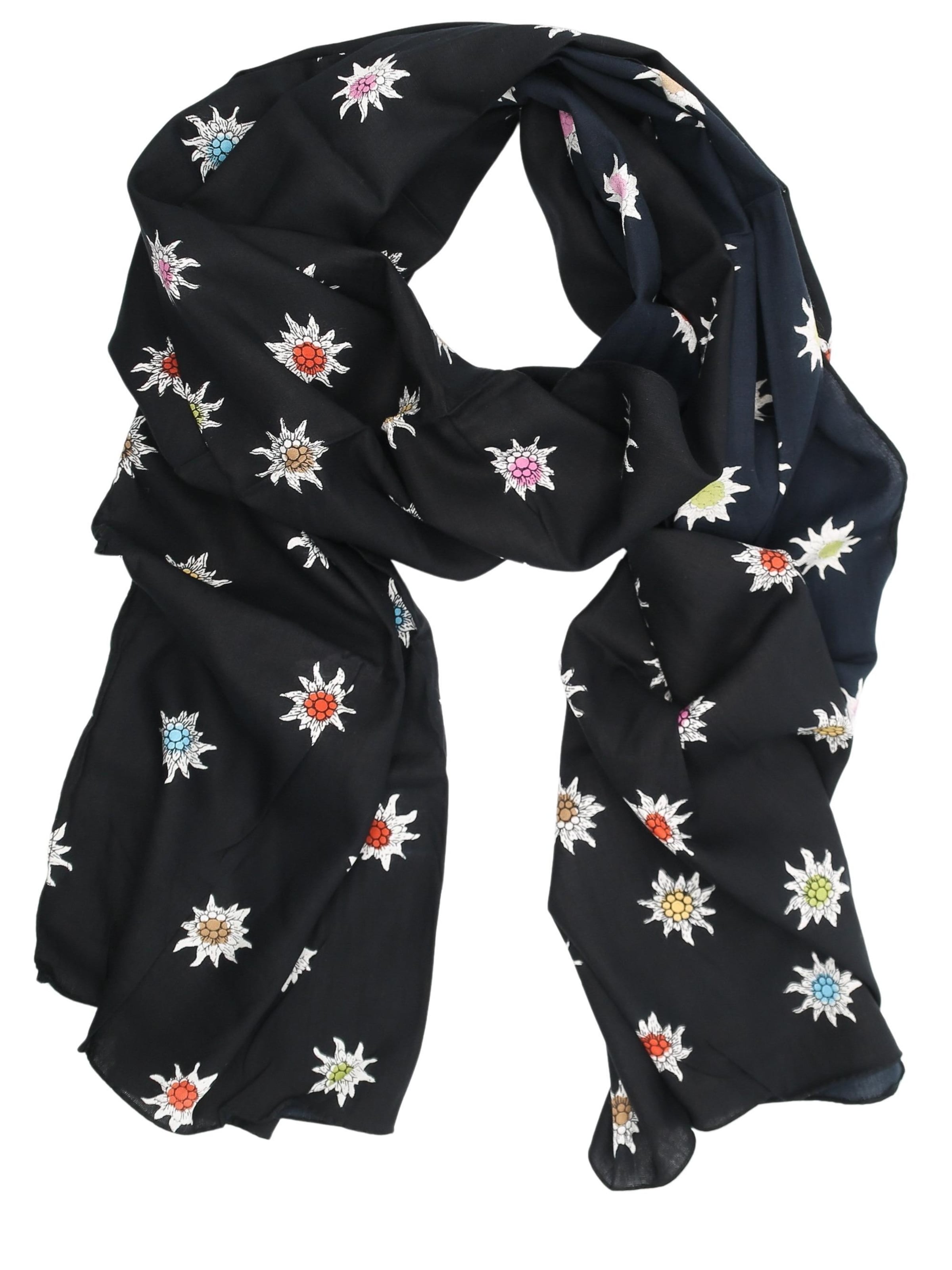 Allgäu Rebell Scarf 'Edelweiss' in Black: front