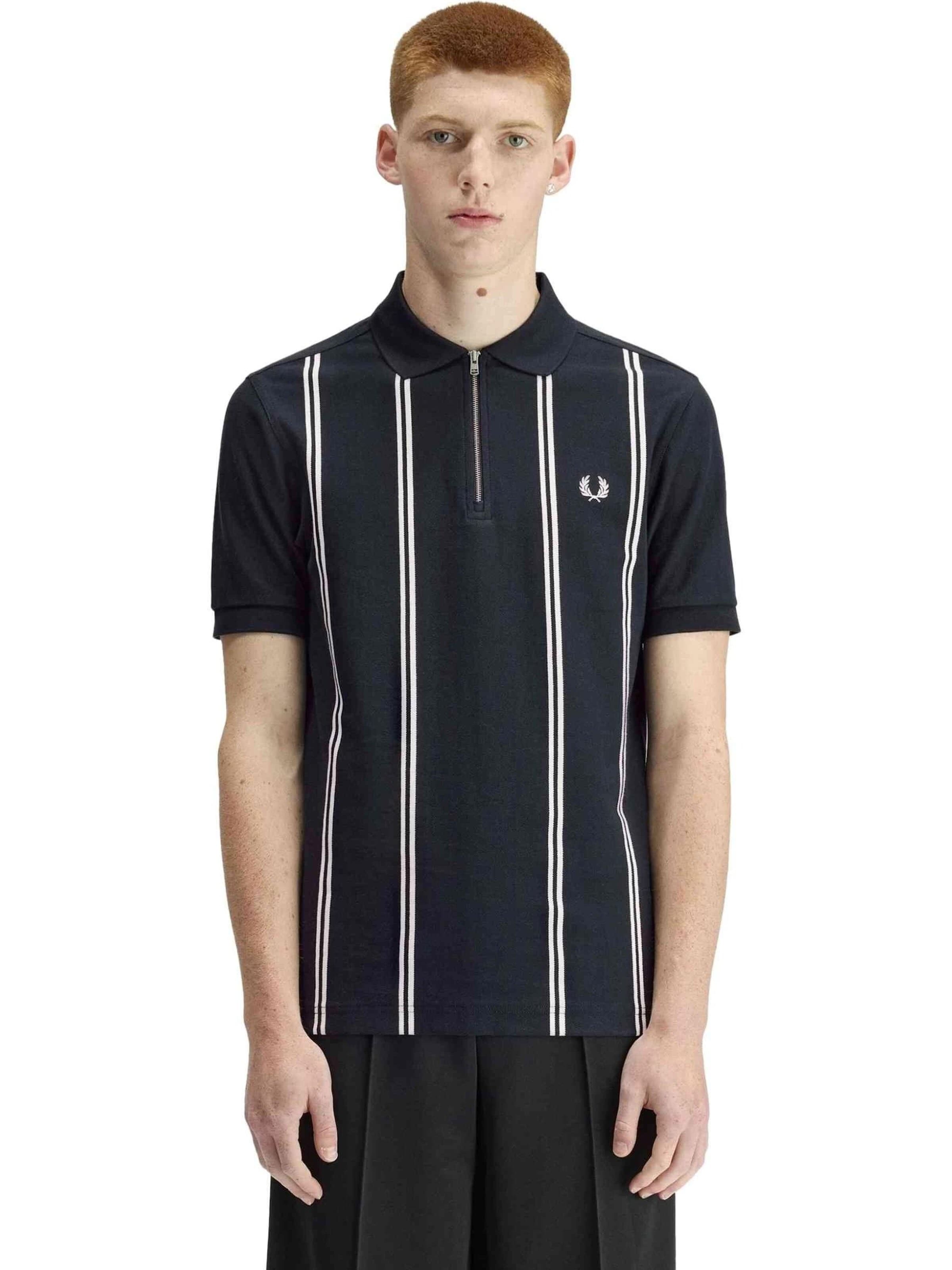 Maglietta 'Polo fred perry marino vertical stripe polo shirt' in S Fred Perry di colore blu, Visualizzazione prodotti