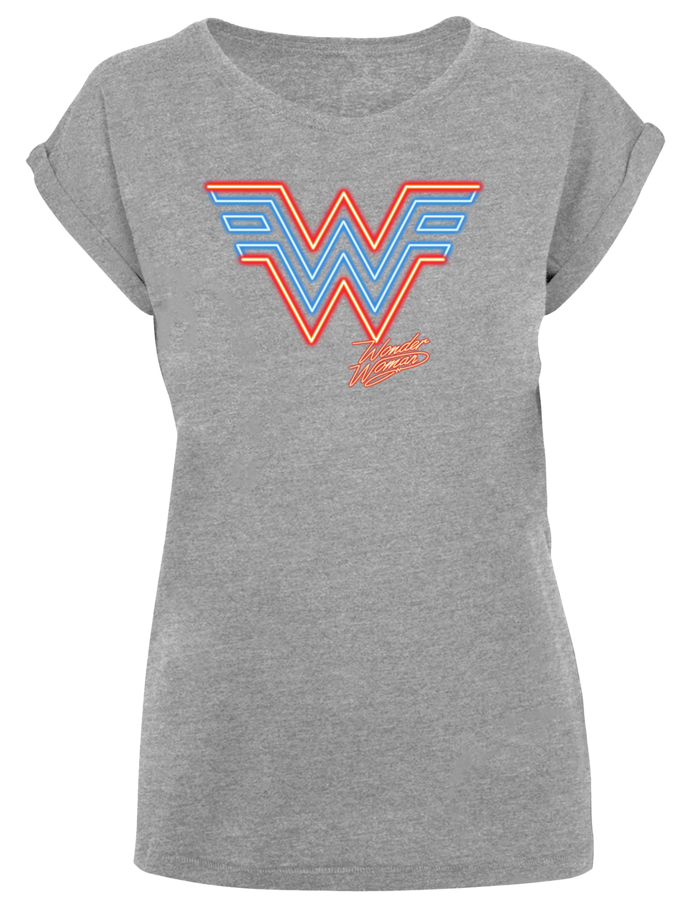 F4NT4STIC Shirt 'DC Comics Wonder Woman 84 Neon Emblem' in Grey: front