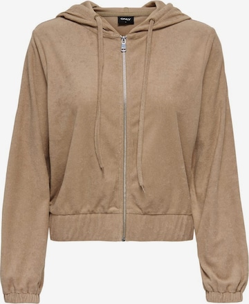 ONLY Zip-Up Hoodie in Brown: front