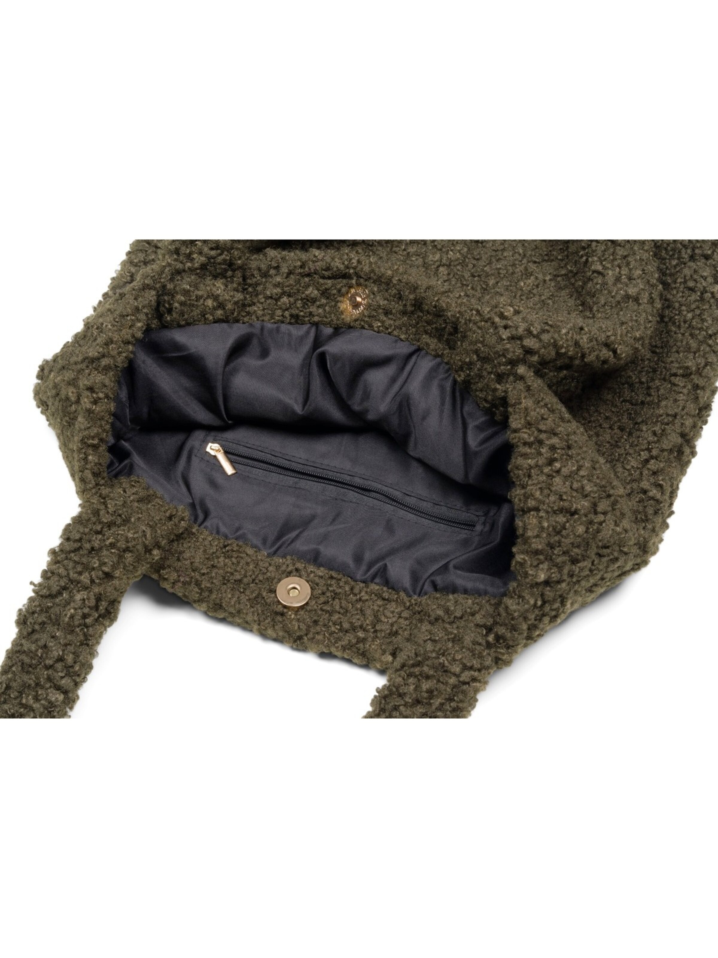 styleBREAKER Schultertasche 'Teddyfell Beuteltasche'‌‌‌‌‌ in Grün