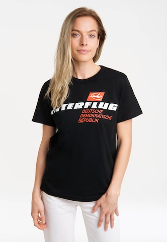 LOGOSHIRT Shirt 'Interflug DDR' in Zwart: voorkant