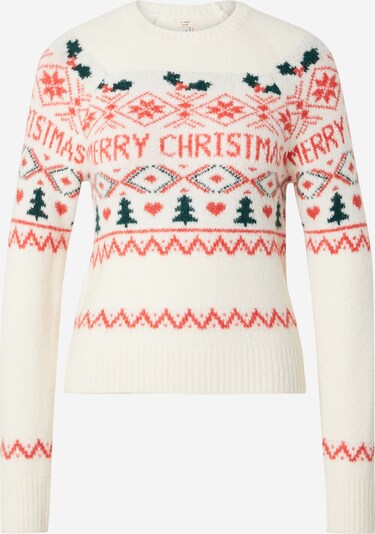 krém / fenyő / rikító piros River Island Pulóver 'CHRISTMAS FAIRISLE', Termék nézet