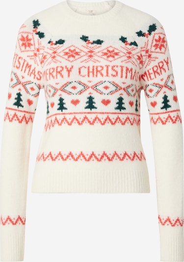 River Island Pullover 'CHRISTMAS FAIRISLE' i creme / gran / knaldrød, Produktvisning