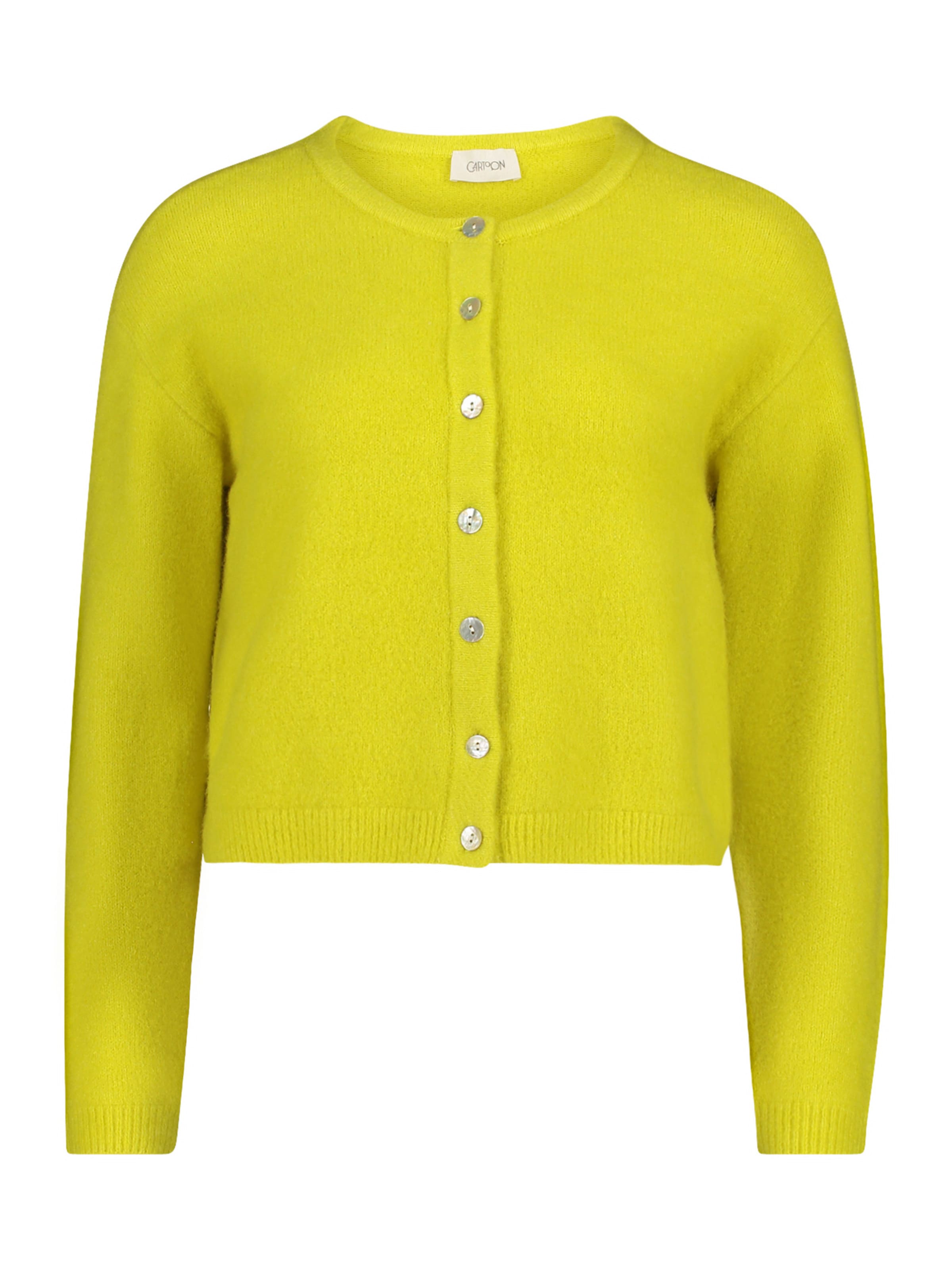 Cartoon Gebreid vest in Geel: voorkant