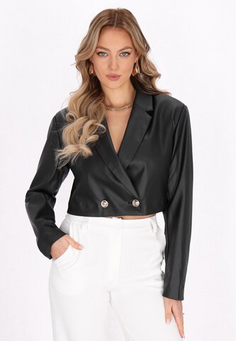 Blazer di faina in nero: frontale