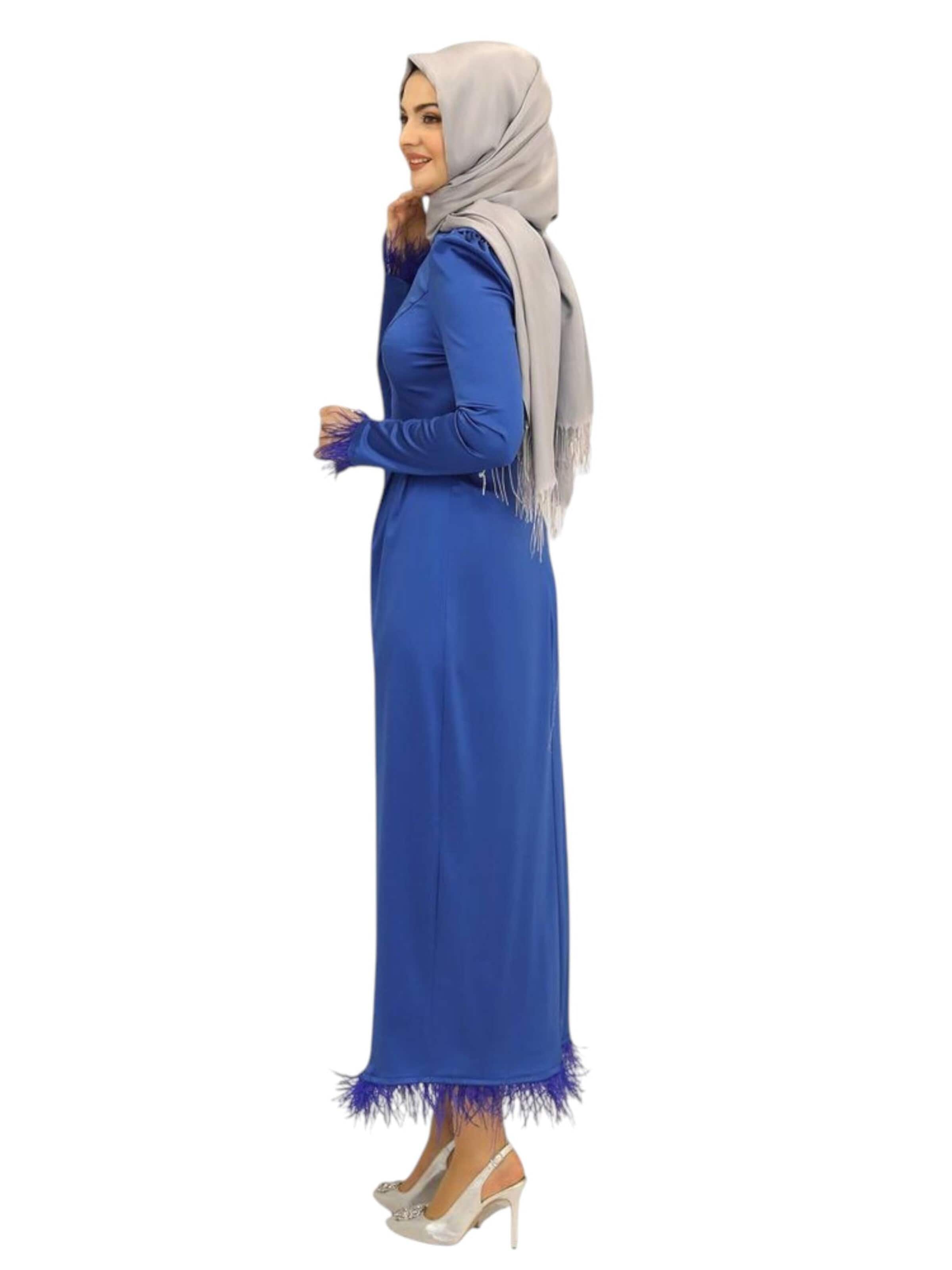 fashionshowcase Abendkleid 'Feather Grace'‌‌‌‌‌‌‌ in Blau