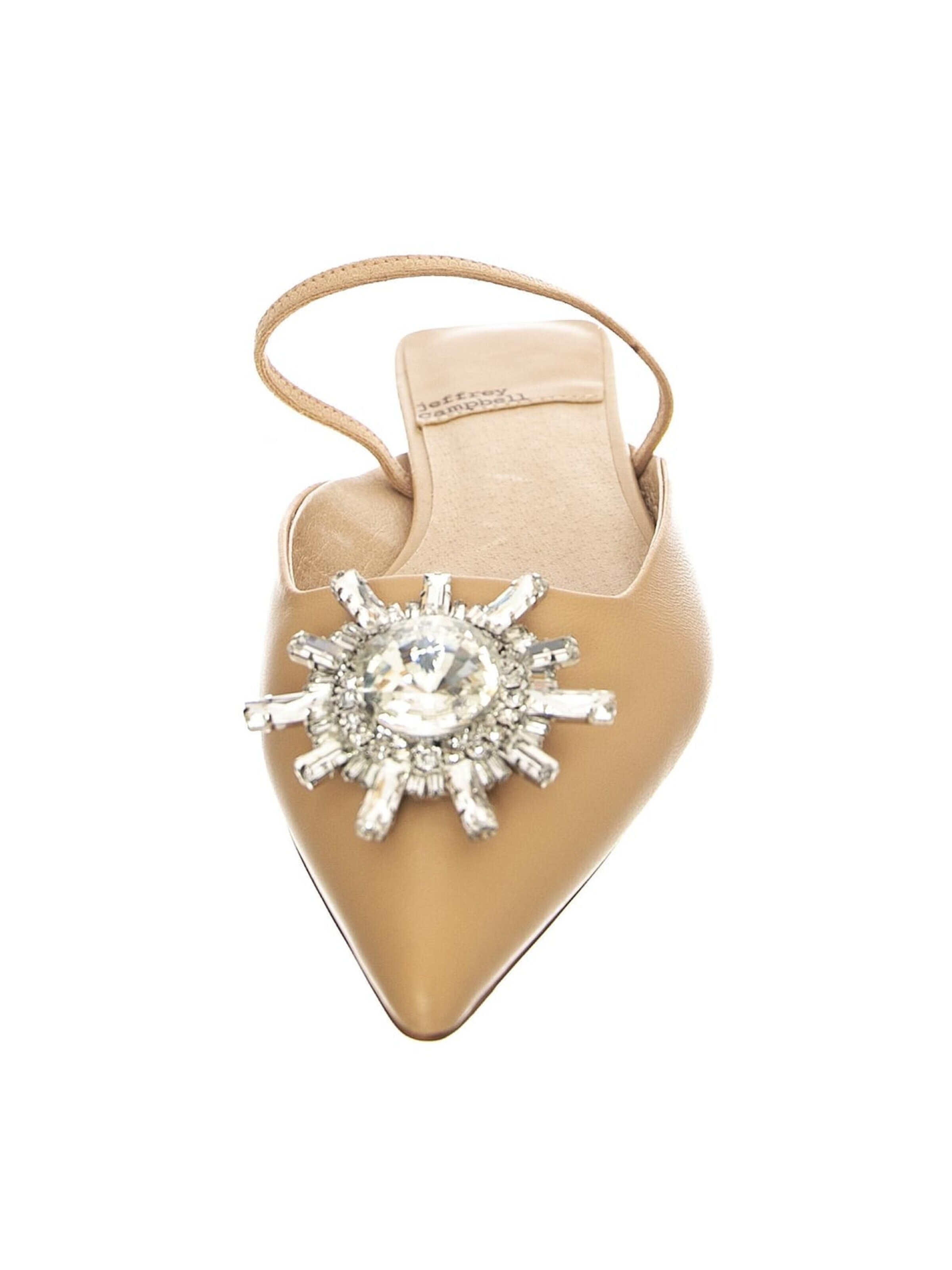 Jeffrey Campbell Sandały 'W' Latira Beige Silver Kid Leather + Fabric Sandals' w kolorze beżowy