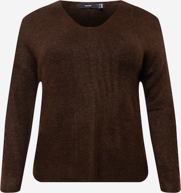 Vero Moda Curve Пуловер 'LEFILE' в кафяво: отпред