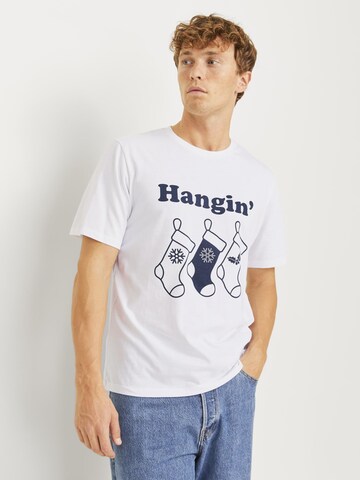 T-Shirt 'X-Mas' JACK & JONES en blanc