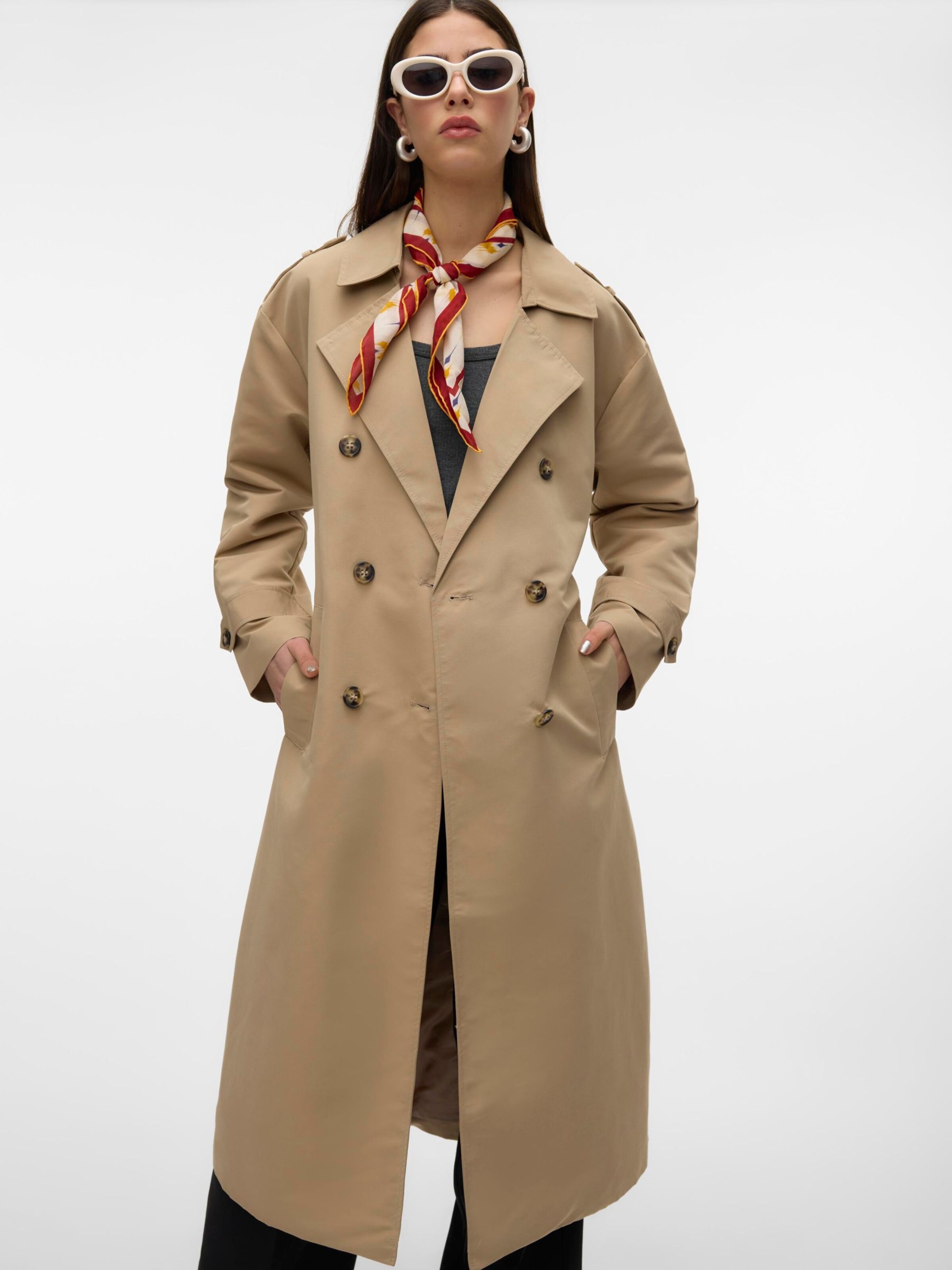 VERO MODA Between-Seasons Coat 'VMChloe' in Dark Beige | ABOUT YOU