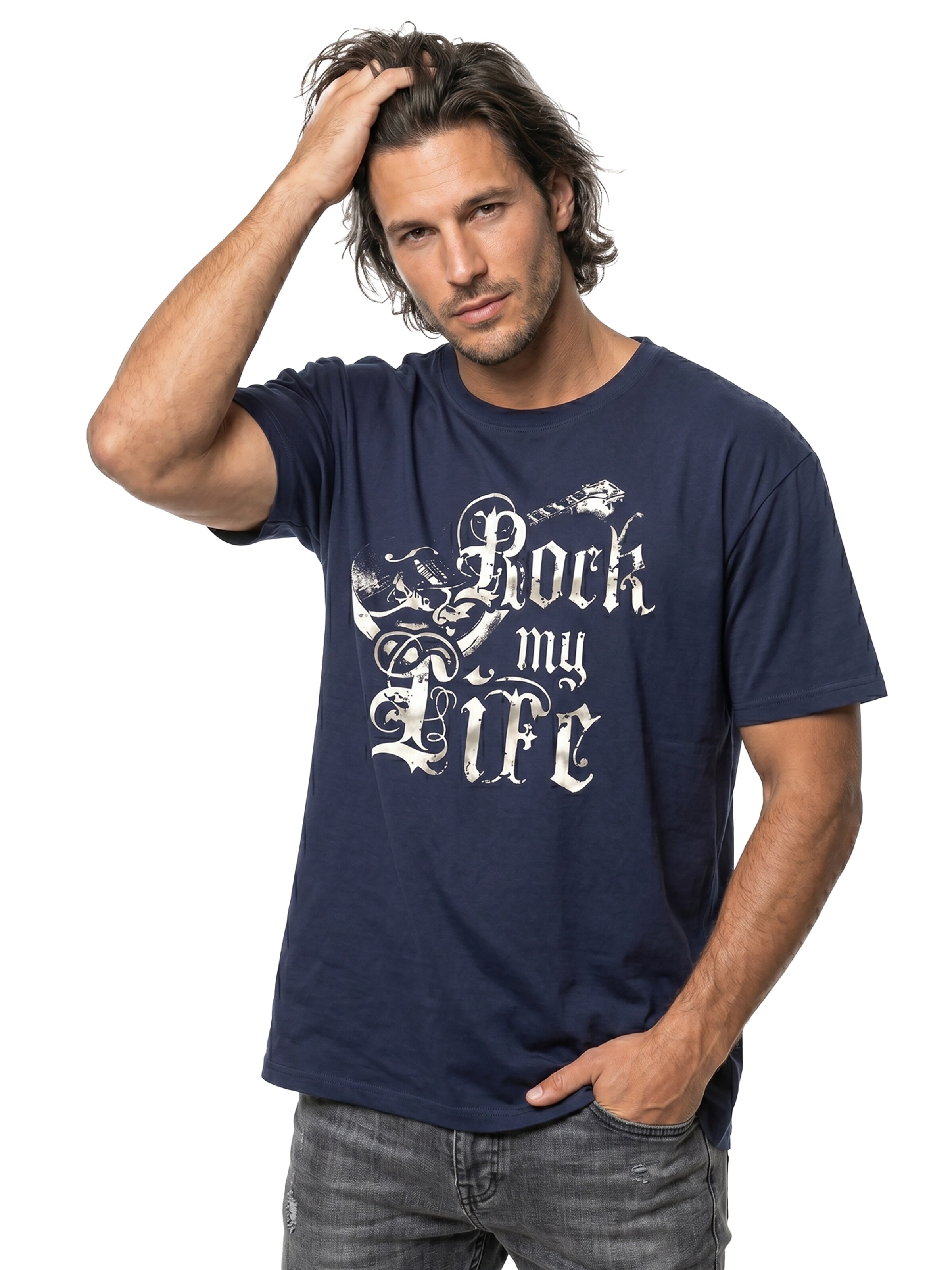 MAKAYA Shirt 'Rock my Life' in Blue