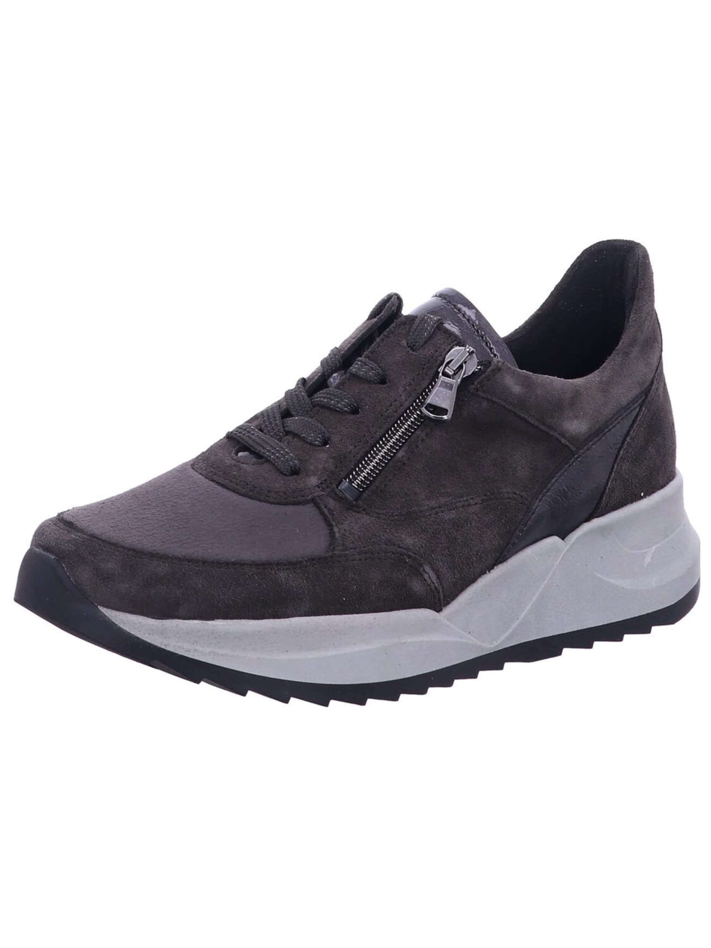 WALDLÄUFER Låg sneaker 'Sneaker Low Damen 695K01-309 052 Echtleder in braun' i grå: framsida