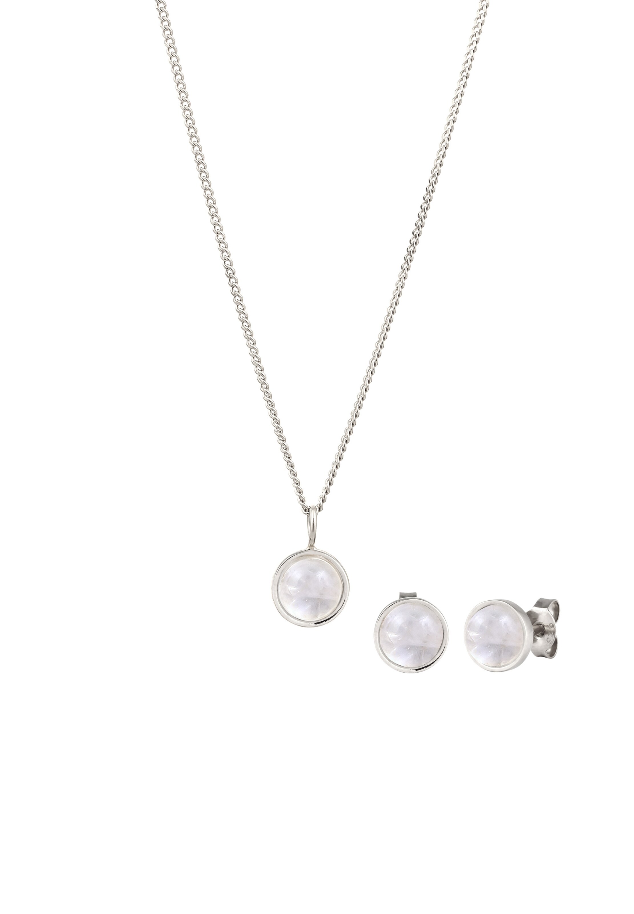 ELLI Sieraden set 'Mondstein' in Zilver