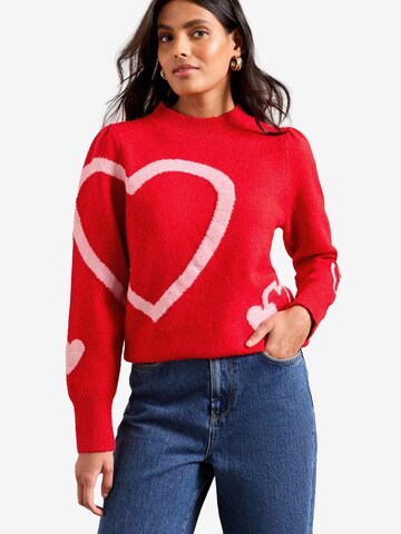 Pull-over love & roses en rouge : devant