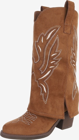 Ital-Design Cowboy Boots in Brown: front