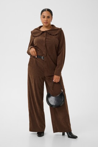 Wide Leg Pantalon 'Freja' KAFFE CURVE en marron