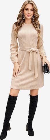 KoJooin Kleid 'Damen Strickkleid für Herbst und Winter Lässiges,Rippstrick,Fließendes Kleid mit Gürtel für Arbeit' in Orange: Vorderseite