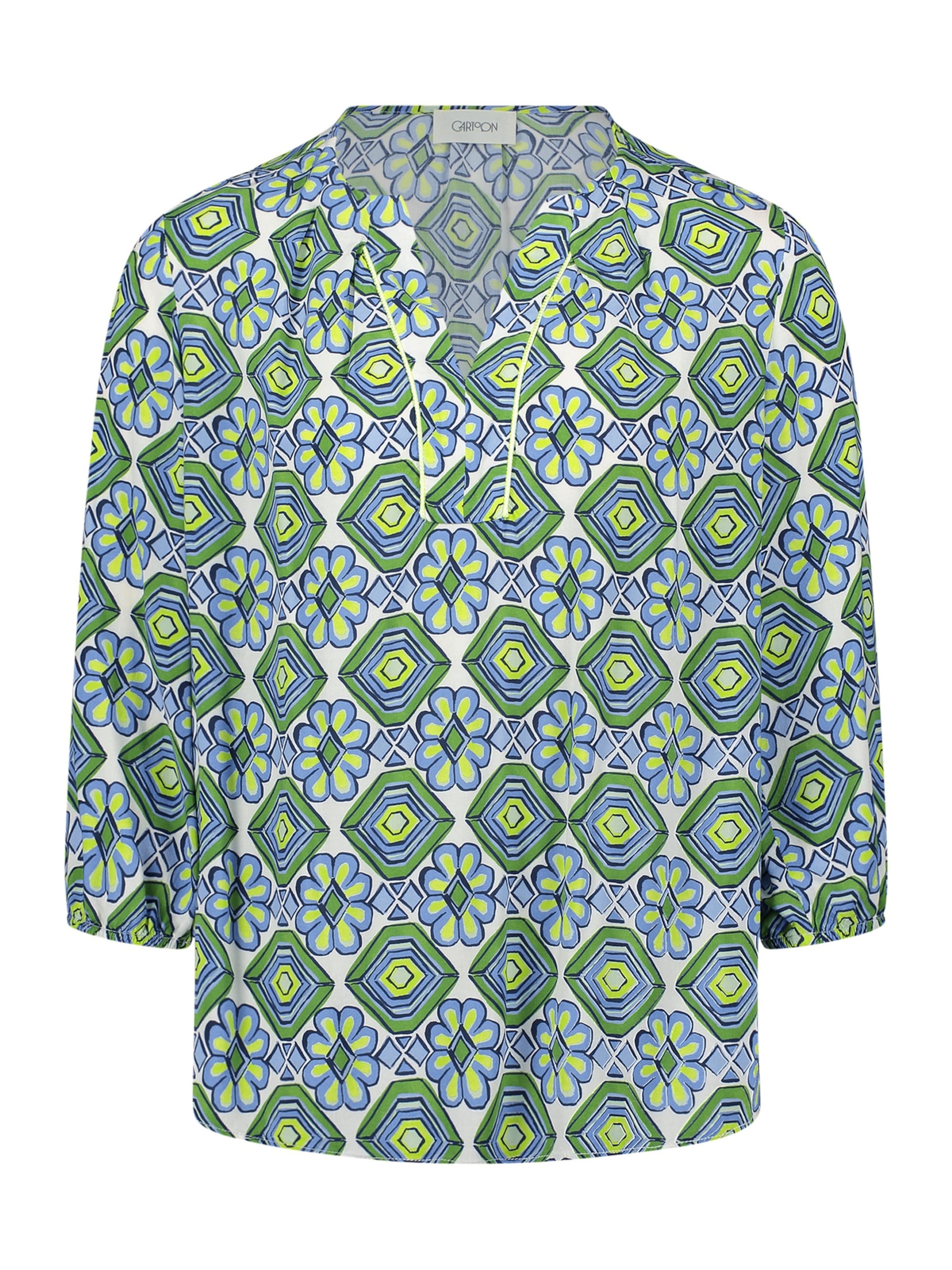 Cartoon Blouse in Groen: voorkant