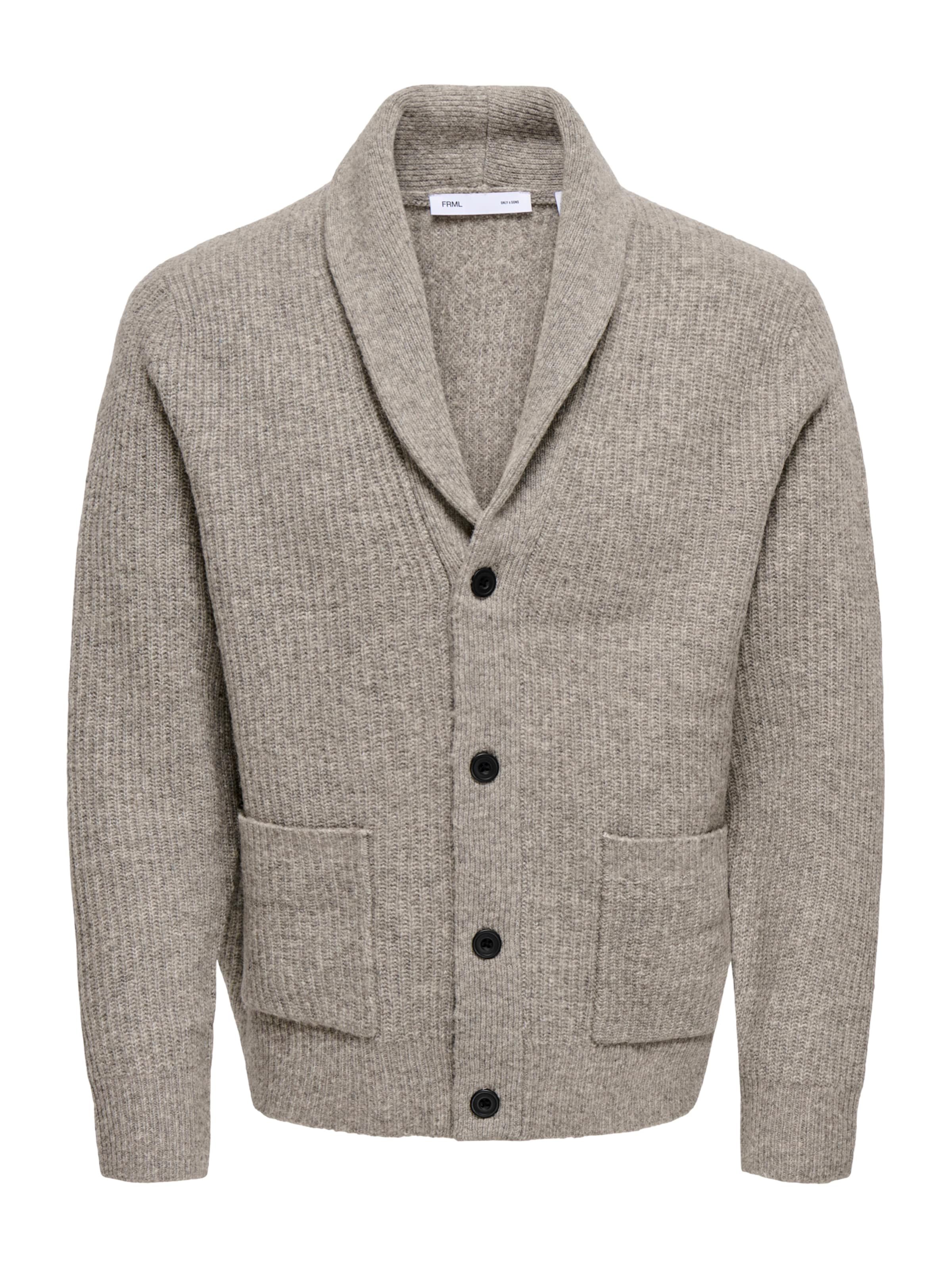 Only & Sons Knit cardigan 'ONSSKY' in Brown: front