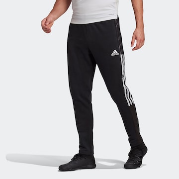 juoda ADIDAS SPORTSWEAR Siaurėjantis Sportinės kelnės 'Tiro 21 Sweat': priekis