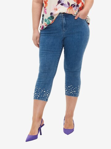 Zizzi Slimfit Jeans i blå: framsida